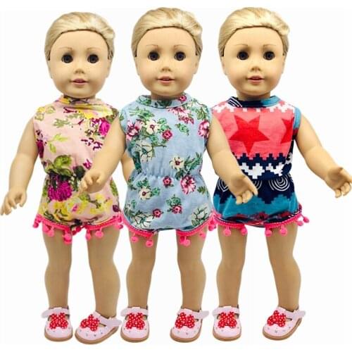 New Pattern Fashion Sleeveless Printed BODYSUIT Fit 18 Inch American&43cm Baby New Born Doll Clothes Accessories,Girls Toys