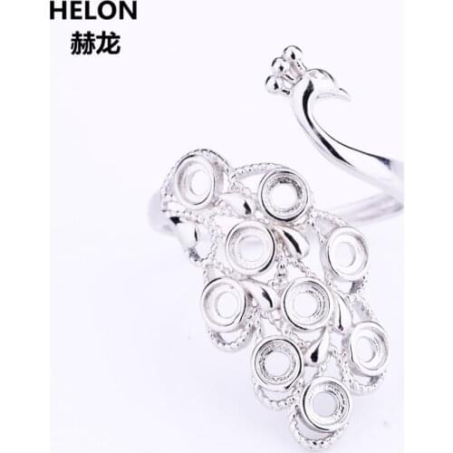 925 Sterling Silver Engagement Wedding Ring 3x3mm Round Cabochon Semi Mount Ring for Women Party Jewelry Setting