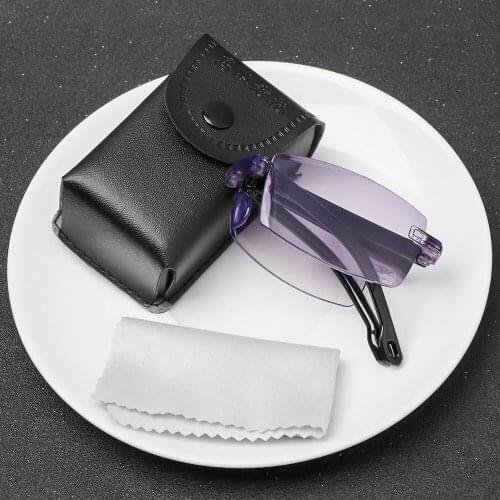 Unisex Portable Folding Reading Glasses Diamond-cut Anti Blue Rays Presbyopia Eyeglasses with Glasses Case Vision Care Eyewear