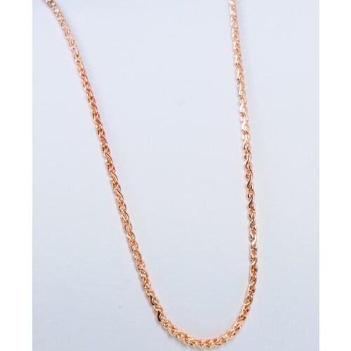 Woman Man 585 Rose Gold Color New Simple Classic Wild Atmosphere Couple Neutral Link Chain Necklace 2mm Width 60cm Length