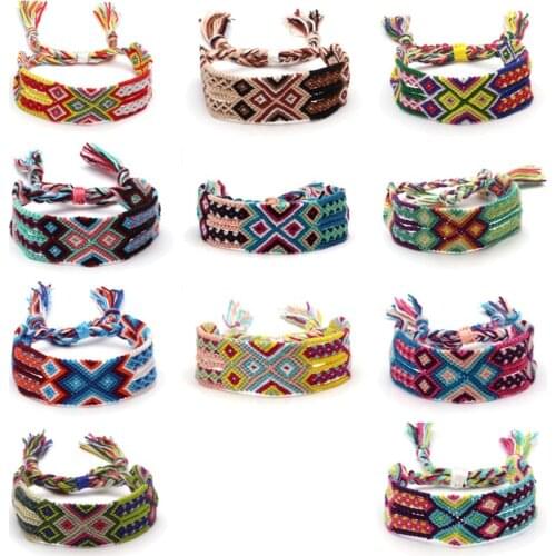 Hot 2.8cm Wide Beach Retro Handmade Boho Brazilian Multicolor String Cord Woven Braided Hippie Friendship Bracelets