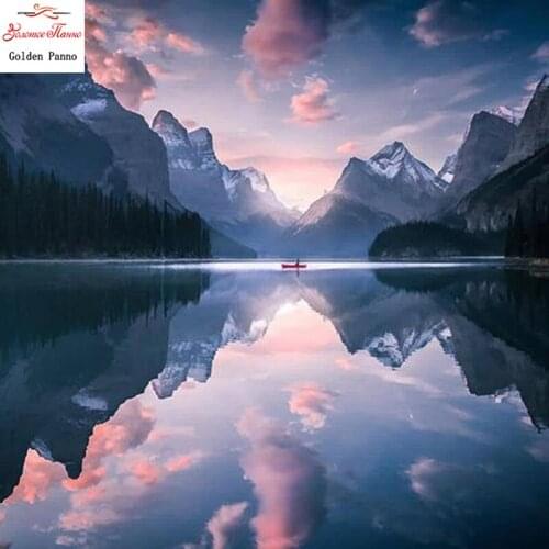 Full square Diamond Embroidery scenic Handmade Diamond Painting Sunset lake view Needlework Mosaic Cross Stitch Home