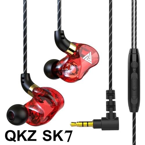 QKZ SK7 Copper Driver Wired Earphone Musician Monitor Headphone HiFi Stereo Headset Noise Reduction Earbuds Mic fone de ouvido