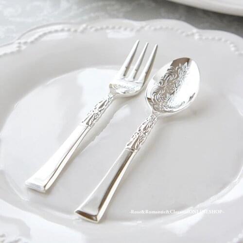 Rose gadgets classical antique stainless steel silver plated coffee spoon/scoop dessert/cake fork