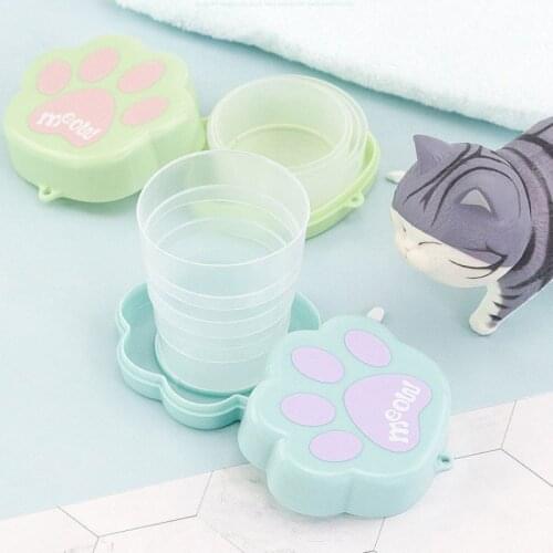 Cute Cat Paw Folding Cups 120ml Water Cup Children Travel Retractable Portable Outdoor Coffee Handcup