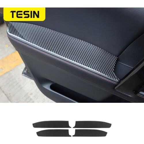 TESIN Carbon Fiber Car Door Inner Armrest Handle Decoration Cover Stickers for Toyota 4Runner 2010+ Auto Interior Accessories
