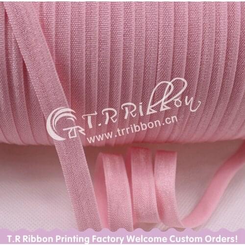 Top quality 3/8" 9mm solid non- fold over elastic ribbon 100 yards/roll #117 Lt.pink