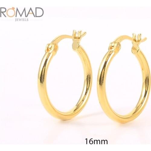 ROMAD 14/16mm 2021 Trend Round Glossy Ear Bone Piercing Circle Hoop Earrings 925 Sterling Silver Hoop Earrings Women Pendientes
