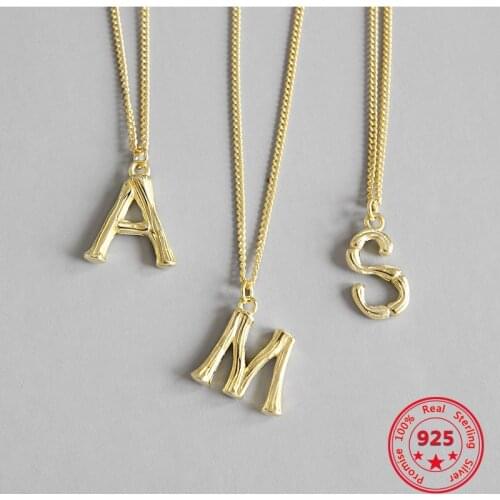 925 Sterling Silver Necklace Retro Simple English Letter Pendant Necklace Female Gold-plated Personalized Silver