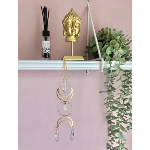 Golden Crescent Sun Catcher/Crystal Wall Mount/Home Decoration