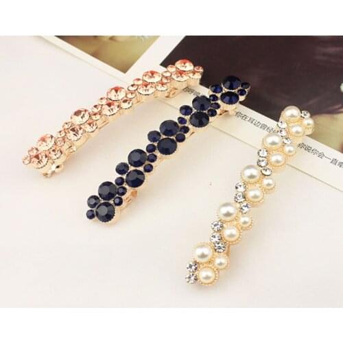 1PC Female version of the new Korean version of pearl drill hair clip hair edge clip top clip spring clip lady hair accessories