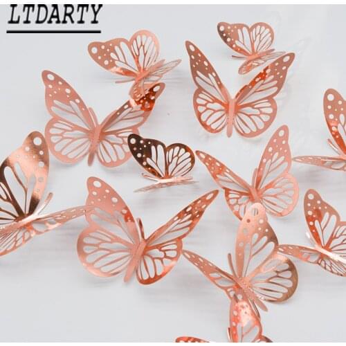 12pcs 4D Hollow Butterfly Wall Sticker DIY Home Decoration Wall Stickers wedding Party Wedding Decors Butterfly Kids Room Decors
