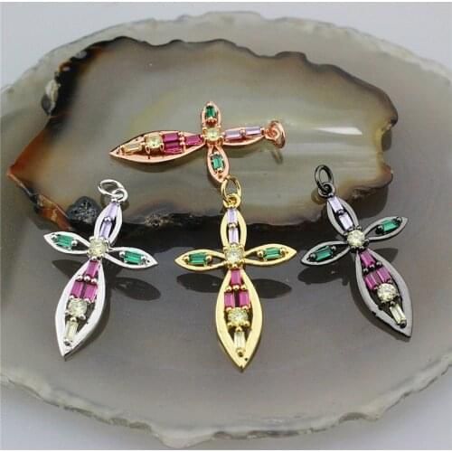 26*19mm 15pcs/lot New design fashion cz charm ,cross cz plating pendant jewelry,handmade diy gift necklace/earring component