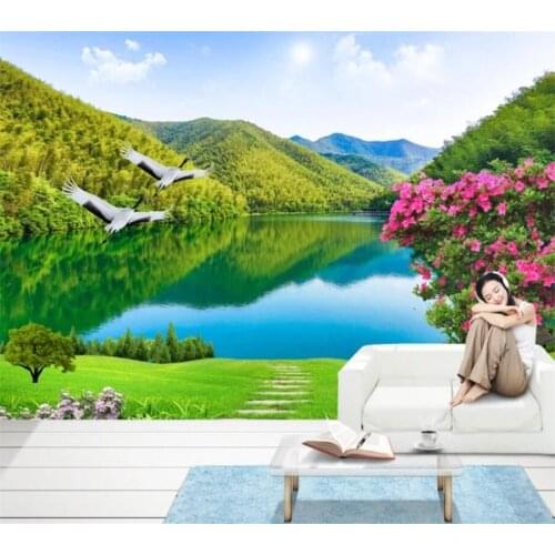 Beibehang Custom wallpaper great river and mountain decoration painting 3D landscape background living room bedroom 3d wallpaper