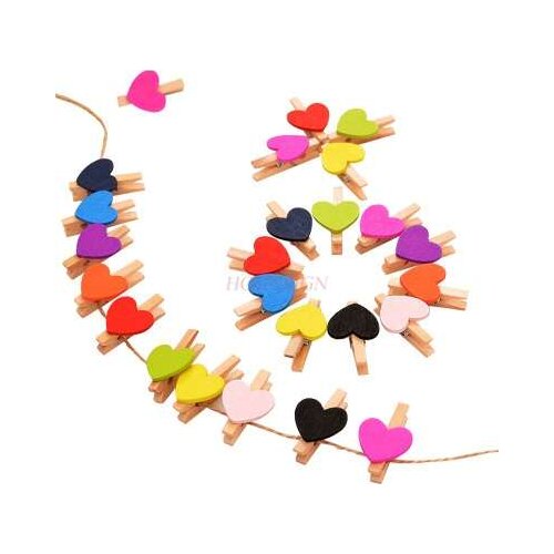50pcs Wood Clip Wedding Photo Clip Color Hanging Photo Wall Decoration Small Clip Love Clip