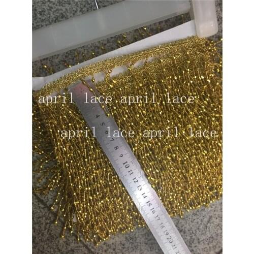 A004 # gold 10 yards/bag 5 cm width beads ribbon fringe tassel for garment/decorative/wedding bridal gown dress