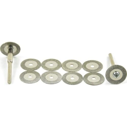 100pcs/set 16-60mm Diamond Grinding Wheel Slice with Two 3.2mm Shank Mandrels for Dremel Rotary Tool