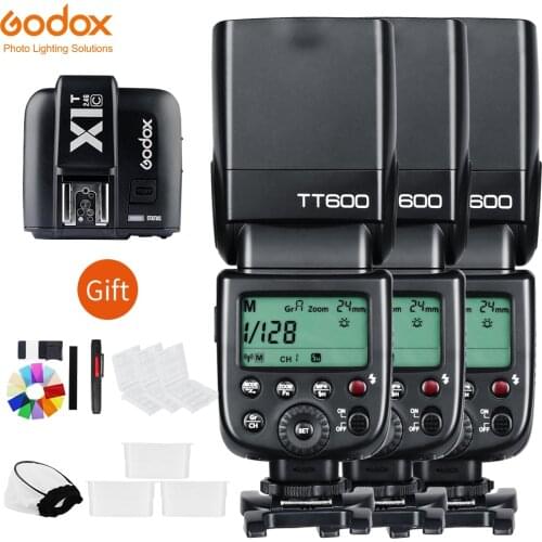 Godox 3x TT600 2.4G Wireless Camera Flashes Speedlites With X1T Transmitter Trigger For Canon Nikon Fujifilm Pentax Olympus