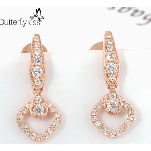 BK 18k Rose Gold Stud Earrings For Women Genuine Gold 2.05g Vs D Color Moissanite Gemstone Anti Anaphylaxis Wedding Lady Jewelry