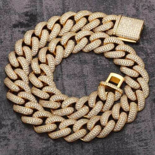 BOEYCJR AAA Zicon 20mm Gold Color Cuban chain Choker Necklace Choker Necklace&Pendant Fashion Jewelry Punk Necklace For Men