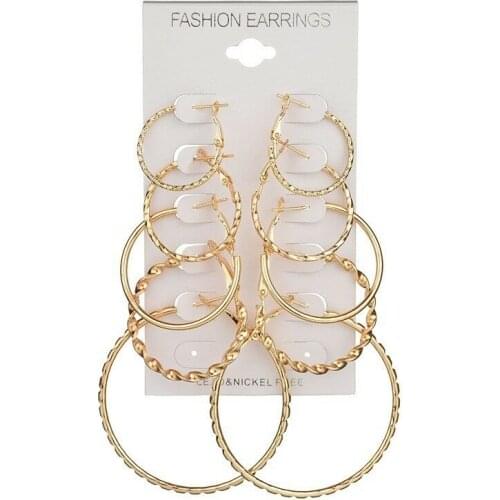 Сережки Loop Ear Circle Large Alloy Earring 5 Big Hoop Women Jewelry Pair Set Ring серьги