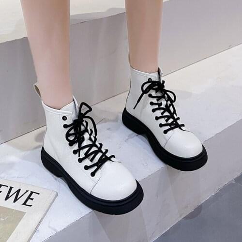 Black White Martin High Short Ankle Boots Womens Summer Sweet Cool French High Street Lolita Boot Gothic Sexy Lace Up Cosplay