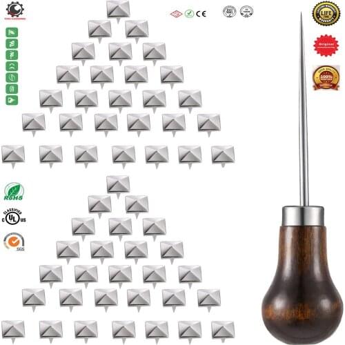 Four Jaw Square Rivets Bag Leather Clothing Shoes Rivet Handicraft DIY Spikes Spots Studs Accessories,Tipped Scratch Awl Craft