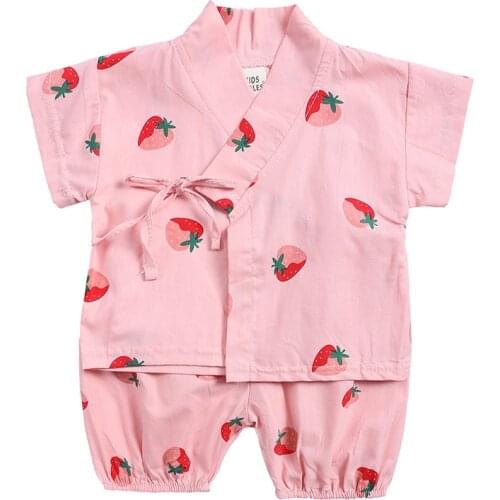Baby Clothes Spring Kids Cartoon Print Clothing Sets Short Sleeve Cardigans+pants 2pcs Monk Outfits Newborn Home Suits