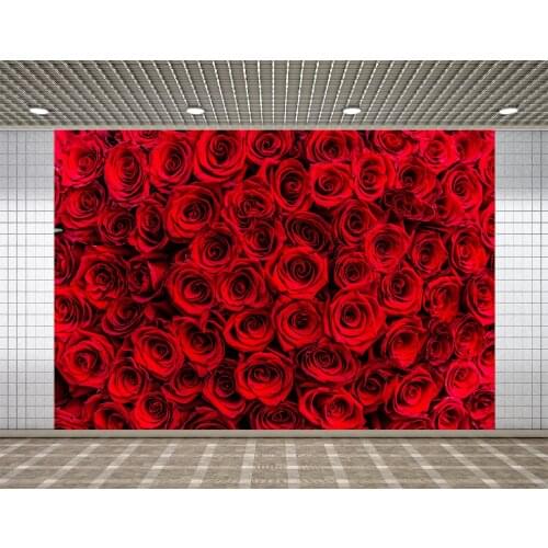 Lyavshi Red Rose Flower Birthday Backdrop Wedding Photocall Valentines Day Photography Background Photophone for Photo Studio