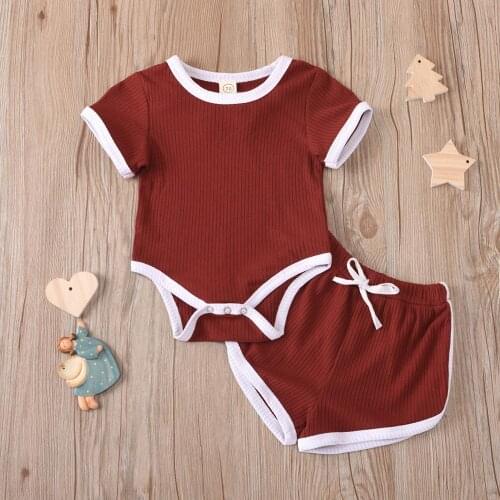 Summer 2PCS Newborn Baby Girl Boys Clothes Short Sleeve Tops T-Shirt+Shorts Pants Baby Boys Outfit 10 Colors