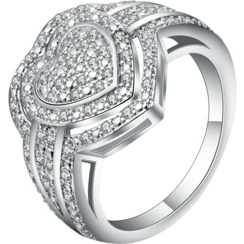 Exquisite Full White Crystal Lord Of Heart Ring Jewelry Meaning Love Forever Womens Wedding Bands Ring For Lovers Bijoux Gifts