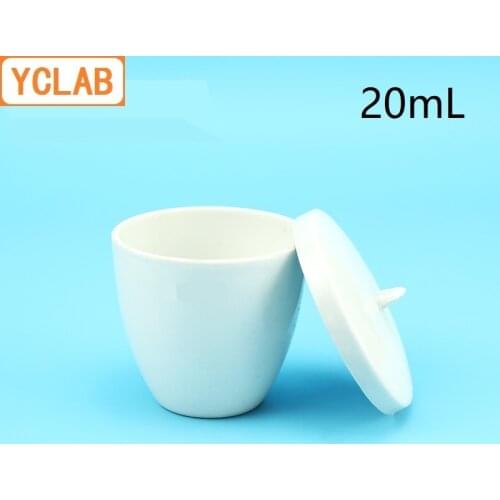 YCLAB 20mL Ceramic Crucible Medium Wall with Lid Pottery Porcelain Crockery Earthen Laboratory Chemistry Equipment