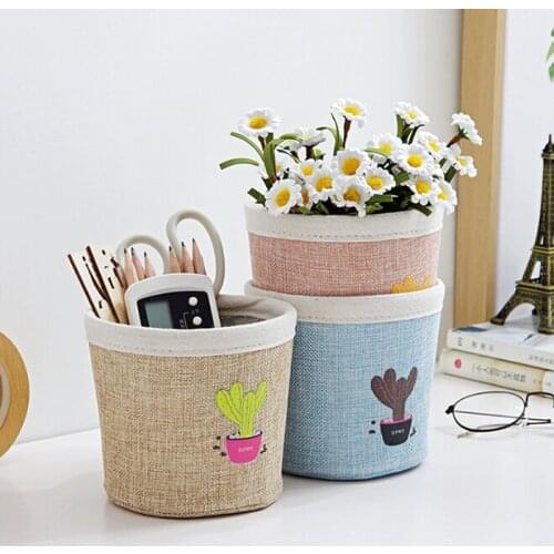 2019 Storage Basket DIY Desktop Folding Linen Toy Storage Box Pastoral Floral Animal Jewelry Makeup Jewelry Stationery Organizer
