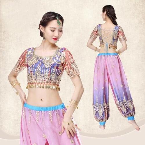 2018 India Bollywood Dance Costume Suits Adult Female Oriental Dance Dress sexy belly dance performance Outfits free-Shipping