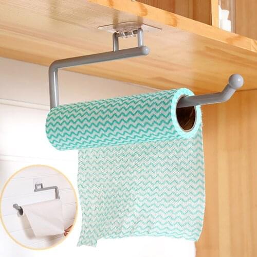 Kitchen Paper Roll Holder Self-adhesive Towel Hanger Rack For Bathroom Toilet Paper Holder Roll Hook Hanging Organizer Shelf