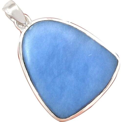 Genuine ANGELITE Pendant 925 Sterling Silver, 37.5 mm, AP6574