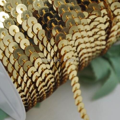 20Y Light Gold Beautiful Sequin Ribbon Trim Craft Sewing Trimming New SE028