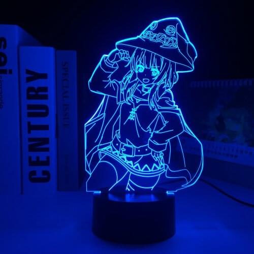 Megumin KonoSuba Anime LED Night Light for Brithday Gift Bedroom Decor Light Manga KonoSuba Room 3D Table Lamp Acrylic Dropship
