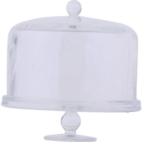 Miniature Clear Acrylic Pedestal Cake Plate Stand with Lid for 1:12 Dollhouse Dining Table Kit #1