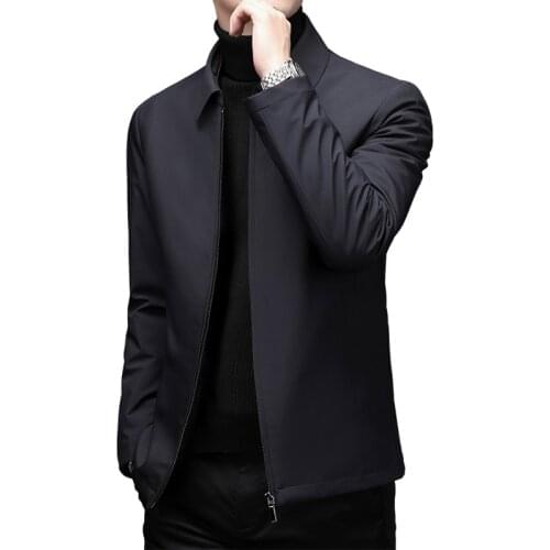 Mens business casual fashion middle-aged mens high-end white duck down jacket cotton jacket