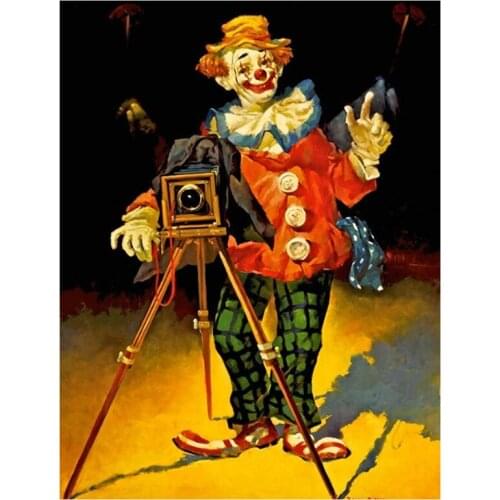 DIY Full Square Drill 5D Diamond Painting Clown And Camera Rhinestone Diamond Mosaic Embroidery Kit Children Room Decor JX751