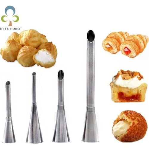 3/4 Pcs Eclair Puff Nozzle Cupcake Injector Pastry Syringe Cream Piping Tip Kit Cake Dessert Confectionery Tools Accessories ZXH