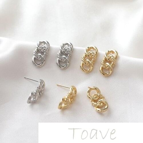 Gold-plated copper plated real gold cool chain earrings simple and versatile diy earrings hand-made material accessories