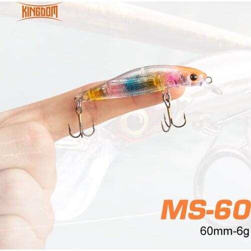 Kingdom Ms-60 Fishing Lures Saltwater Sinking Minnow 60mm 6g Wobblers For Pike Artificial Hard Bait Noise Action Fishing Tackles