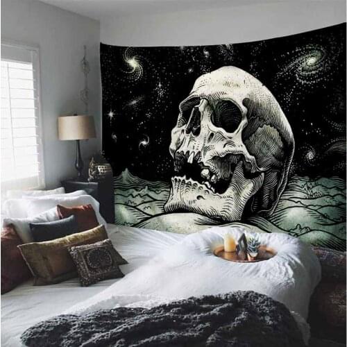 Psychedelic Black Skull Tapestry Wall Hanging Skull Series Pattern Dorm Decor Hippie Tapestry Wall Cloth Blanket Wall Tapestry