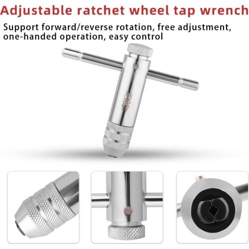 T-handle Reversible Single Tap Wrench Tapping Threading Tool M3-M8 M3-M6 1/8-1/4 Screwdriver Tap Holder Hand Tool