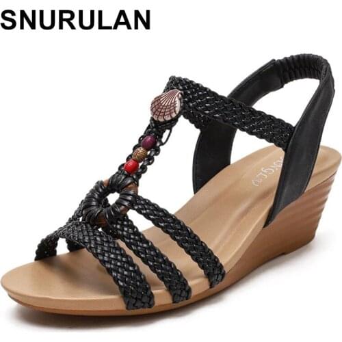 SNURULANWomen Zipper Sandals Ladies Open Toe Flower Wedge Back Strap Shoes Female Casual Narrow Band Fashion Sandal Woman Summer