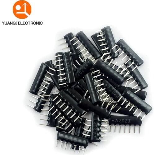 200pcs DIP exclusion Network Resistor array 7pin 470 680 1K 2K 2.2K 3.3K 4.7K 5.1K 6.8K 10K 20K 33K 47K 100K 220K ohm