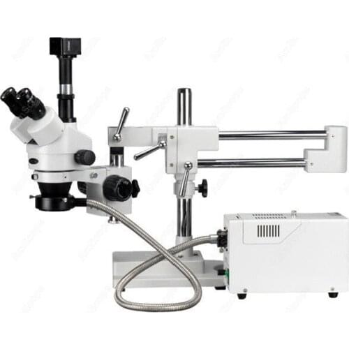 Simul-Focal Trinocular Microscopy--AmScope Supplies 3.5X-90X Simul-Focal Trinocular Boom Microscopy System + 3MP Digital Camera