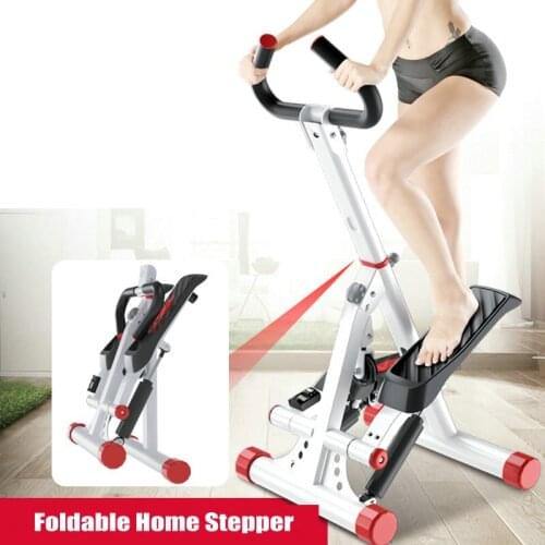 Foldable Step Machine with Handle Bar & Resistance Bands, 4 Height Adjustable Twist Home Stepper Workout Step Machine